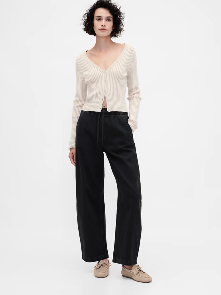 Gap High Rise Barrel Jeans In Black